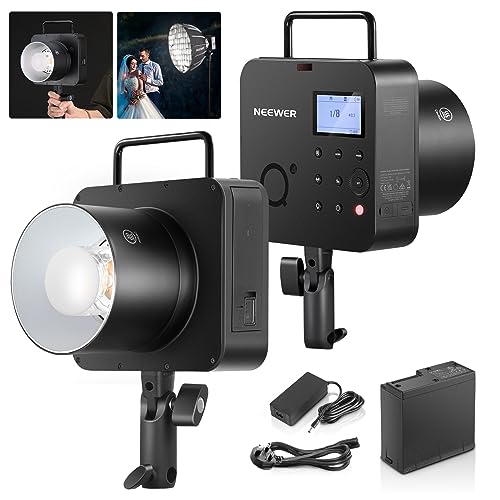 NEEWER Q4 400Ws 2.4G TTL Flash (NEW LOOK),1/8000 HSS All in One Strobe Light Outdoor Photography Monolight with 30W Modeling Lamp/400 Full Power Flash/0.01-1.2s Recycling/21.6V 2800mAh Lithium Battery