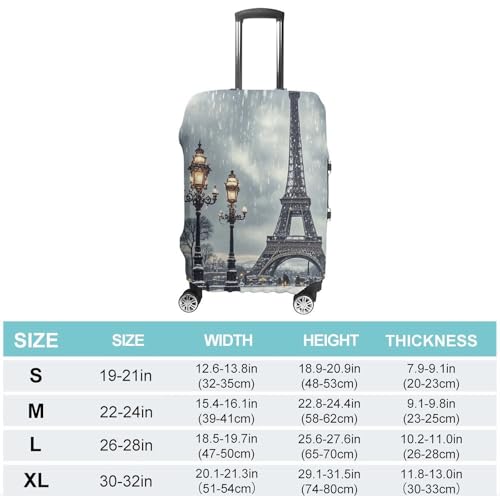 Eiffel Tower Winter Rainy Luggage Cover, Elastic Luggage Protector Fits 19-32in Suitcases, Washable & Anti-Scratch Suitcase Cover for Men Women XL2
