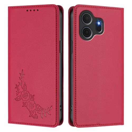 Housse TCL 505 protection intégrale anti-choc rouge style portefeuille à motifs floraux