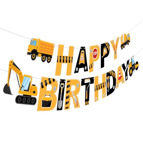 Construction Truck Party Decorations Happy Birthday Banner Construction Truck Party Banner Garland for Birthday Party Decorations Constructions Truck Party Supplies