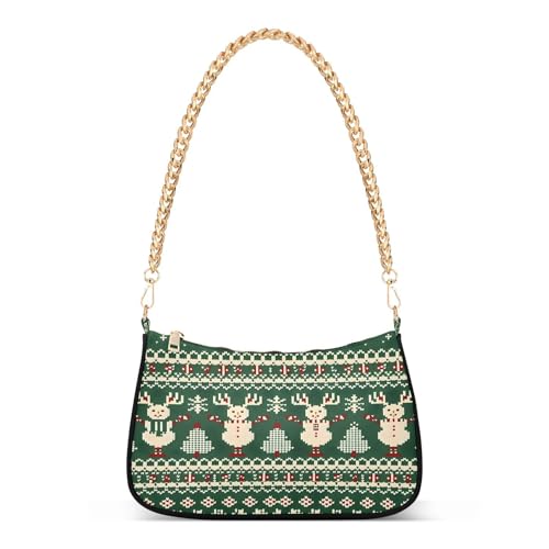 Shoulder Bags for Women Vintage Christmas Background Tote HandBag Shoulder Bags purse with Chain Zipper Closure