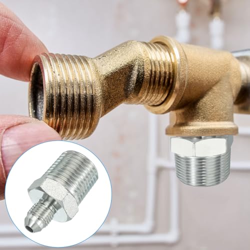Image of PATIKIL Pipe Adapter Connector 7 /16 inch Male 74 Flare JIC x 1 /2 inch Male R Pipe Fitting Oil Feed Restrictor Fitting Hydraulic Connector for Oil Steam Water Pipelines System