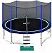 Zupapa 15 14 12 FT TUV Approved Trampoline with Enclosure net and Poles Safety Pad Ladder Jumping Mat Rain Cover, Blue (12)