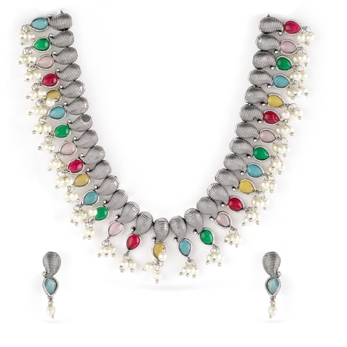 Image of Rubans Oxidised Necklace Set Jewellery Gift for Women & Girls