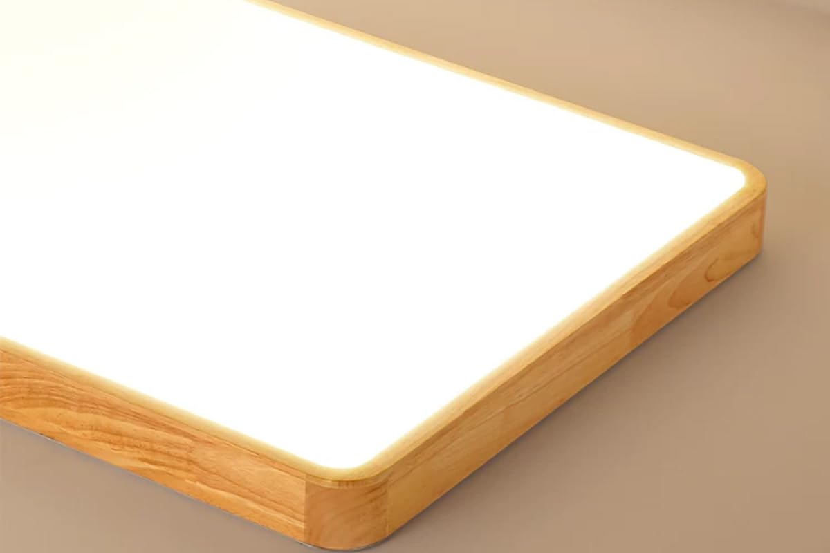 Dimmerabile plafoniera minimalista LED lampada da soggiorno in legno moderna lampadario rettangolare ultrapiatta pannello acrilico plafoniera con telecomando per camera da letto ufficio studio 90x60cm