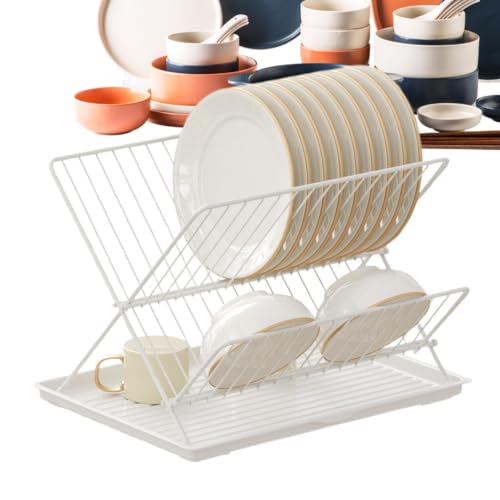Estante plegable para secador de platos, ideal para mantener el orden en encimeras modernas 2