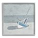 Stupell Industries Sailboat at Beach Coast Muted Nautical Ship, Designed by Ynon Mabat Gray Framed Wall Art, 12 x 12, Blue