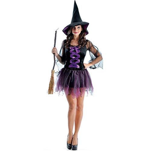 Fantasia Bruxa Sensual Adulto Halloween Com Chapéu G 44-46