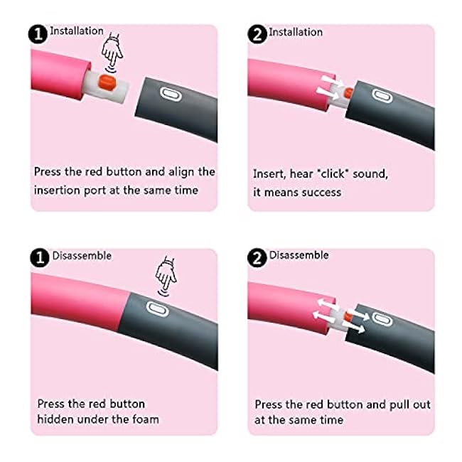 Beakabao Exercise Weighted Hoops for Adults and Kids, Adjustable 8 Sections 2LB Detachable Fitness Hoop, Weight Loss Core Strength Workout Sport