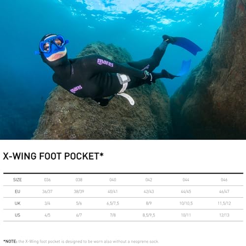 Mares X-Wing Aletas de Buceo Libre | Aletas de Natación con Hoja Cónica y Punta en V para Buceo Libre y Pesca Submarina miniatura 4