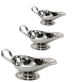3 Piece Stainless Steel Gravy Boat Set, Small, Medium and Large Size Combo