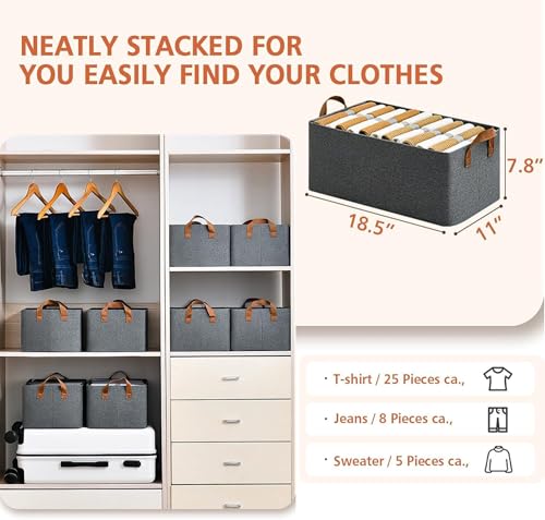 Image of Wardrobe organizer for storage, Clothes storage organizer,cloth storage box for wardrobe,basket,jeans,pants,shirts,dress,books,baby toys (Pack of 1, Grey)