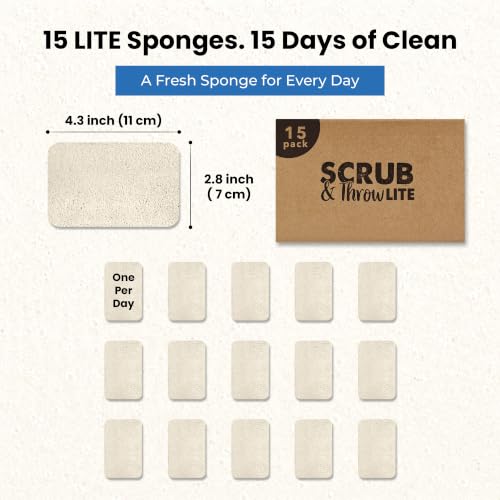 Image of Scrub & Throw Cellulose Sponges, Natural, Plastic-Free, Non-Scratch, for Kitchen, Dishes, Pots and Cleaning, Plant-Based, Plastic-Free, Eco-Friendly, Biodegradable, 15 Pack