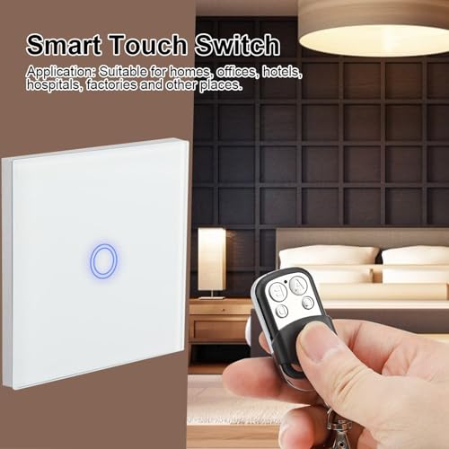 Interruptor de luz tactil inteligente unipolar con panel de vidrio de 86x86 mm 2