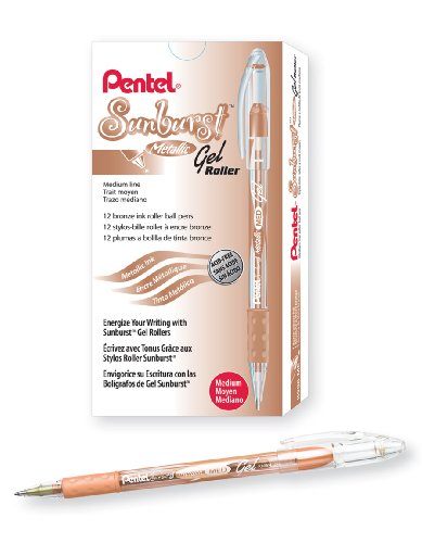 Stylo gel Pentel Sunburst métallique bronze k908-me roller pointe 0.8 mm