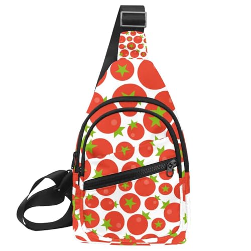 Sac de poitrine pour femme à motif tomates rouge sac à dos bandoulière étanche 30x18cm