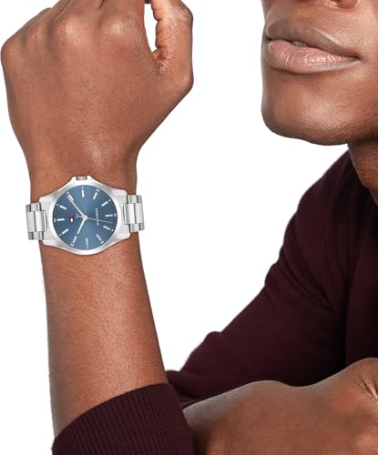 Tommy Hilfiger Men's 3H Quartz Watch, Stainless Steel Bracelet, Water Resistant 3 ATM, Modern and Stylish Timepiece, Gift for Him, 42mm4