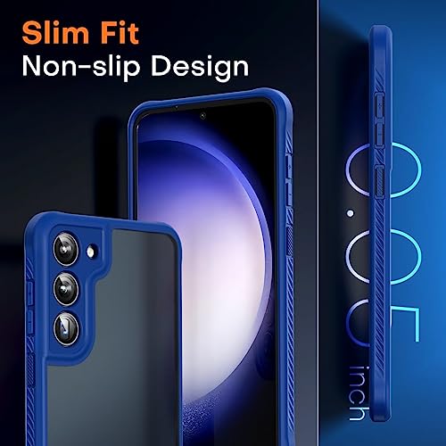 Image of TOCOL for Samsung Galaxy S23 Case, [Upgraded Full Camera Protection] [Military Grade Drop Tested] Translucent Matte Hard Back, Non-Slip Case for S23 6.1'', Dark Blue