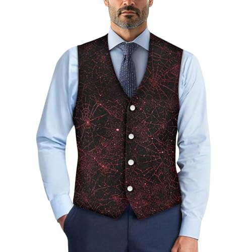 TOADDITDO Men's Halloween Suit Vests Formal Slim Fit V Neck Button Oversized Vest Waistcoat with Back Strap2