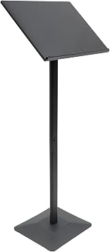 Floor Standing Speaking Podium Slanted Top Easy Assembly Black 1