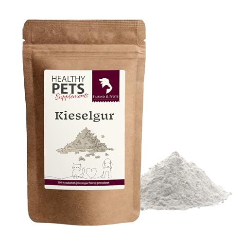 Freund & Pfote Healthy Pets Kieselgur Pulver getrocknet (E551c) Hund und Katze| fein gemahlen | Zusatzfuttermittel für Hunde und Katzen | plastikfrei...