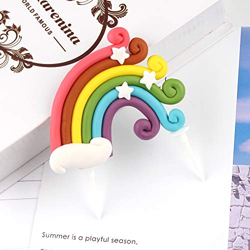 Ercadio Colorful Rainbow Cake Topper 3D Soft Pottery Baby Shower Cake Picks Boys Girls Rainbow Theme Birthday Party Wedding Cake Decorations Supplies #TOP5