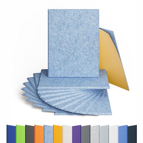 Image of Amantech 12 Pack Acoustic Panels Self Adhesive Sound Proof Foam, High Density Sound Acoustic Panel, 16X12X0.4 Inch 4:3 Rectangle Panels in Home, Office,Reccording Room,Studio,More(Light Sky Blue)