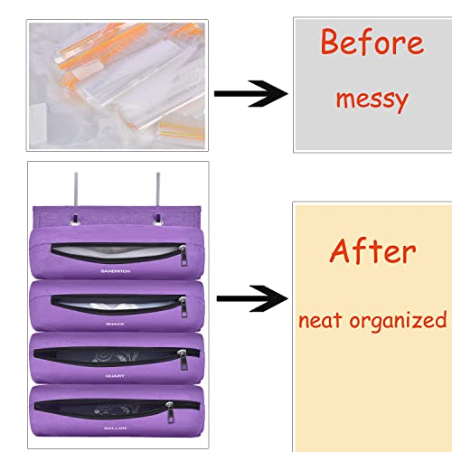 Ziplock Bag Organizer Compatible With Ziploc Gallon, Quart, Sandwich & Snack Food Storage Bag, Kitchen Plastic Bag Storage Organizer For Kitchen Rv Camper(Purple) #TOP4