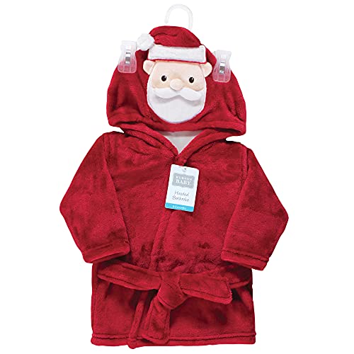 Image of Hudson Baby Unisex Baby Plush Animal Face Bathrobe, Red Santa, 0-9 Months