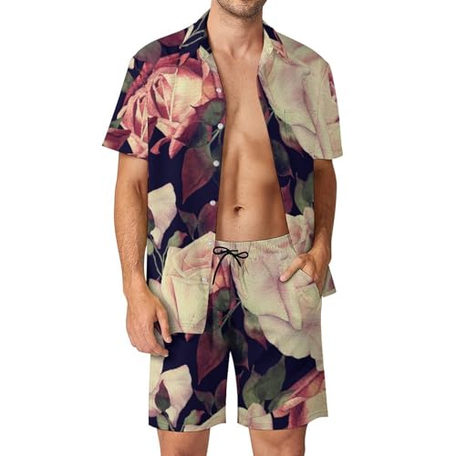 Chemise Hawaïenne Hommes Ensemble Shorts Pantalons Vêtements Plage Été Imprimé Fleuri S