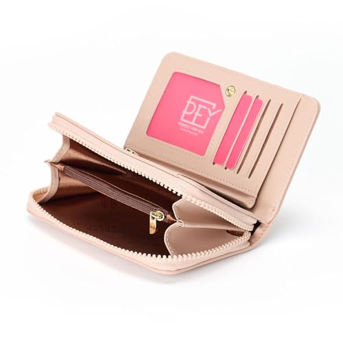 JIUFENG Womens Bifold Slim Wallet, Credit Card Holder with Coin Purse, Clutch Organizer for Women (Blue)4