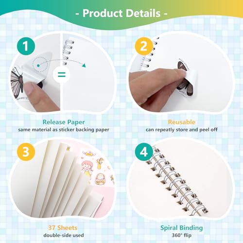 Álbum reutilizable para coleccionar pegamentos con 37 hojas de papel desprendible | Cuaderno organizador de almacenamiento de pegamentos en blanco A5, doble cara, para adultos, diario y planificador miniatura 2
