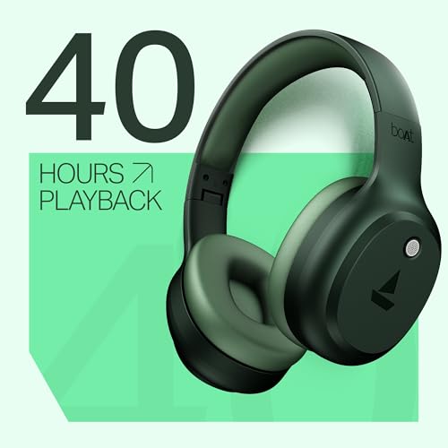 Image of Boat 2025 Launch Rockerz 421, 40H Battery, Low Latency(40Ms), 40Mm Drivers, Enx Tech, Stream Ad Free Music via App Support, Bluetooth Headphones, Wireless Over Ear Headphone with Mic (Sage Green)