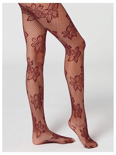 Image of SHENHE Women's Patterned Fishnet Tights Sheer High Waist Y2k Floral Stockings Pantyhose