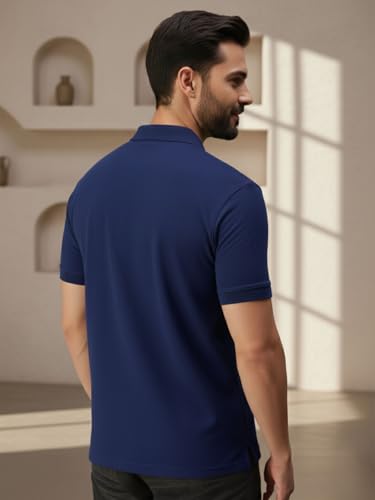 Image of Lux Cozi Men's Polo T-Shirt Regular Fit Half Sleeves with Pocket | Cotton Blend Polo Neck Collar T-Shirt for Men | Casual, Office Comfortable Breathable T-Shirt | Stylish Plain Tee
