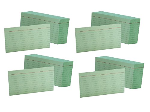 4 Pack of 100 Oxford Ruled Green 3 x 5 Inches Index Cards bundled by Maven Gifts