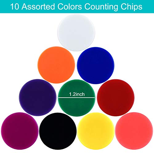 Coopay 10 Colors 1-1/5 Inch Plastic Learning Counters Disks Bingo Chip Counting Discs Markers For Math Practice And Poker Chips Game Tokens, 200 Pieces #TOP2