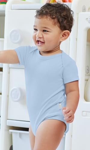 Image of KOH KOH Kids Short Sleeve Cotton Solid Lap Shoulder Baby Bodysuit
