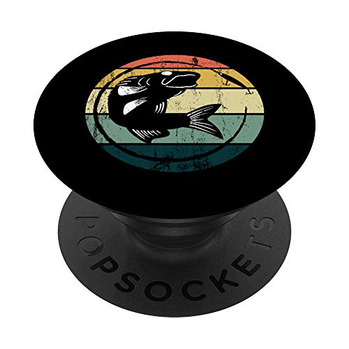 Walleye Fishing Retro Vintage Tshirt Fisherman Fishing Pole PopSockets Swappable PopGrip