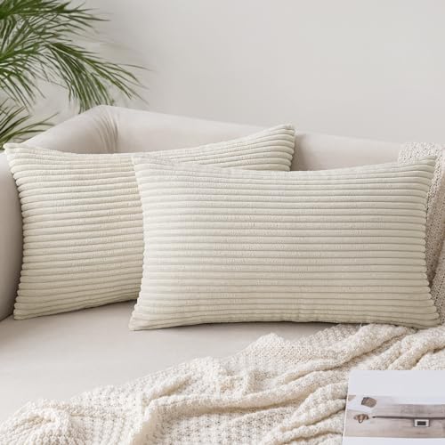 Housses de coussin velours côtelé doux 40x60 lavables et zippées