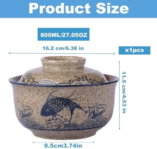 Ceramic Soup Bowl Set, 800 ml Ramen Bowl (Chopstick Spoon), Large Japanese Noodle Bowls, Traditional Asian Tableware Set, for Udon, Pasta, Pho, Soba, Cereal & Salad image 3