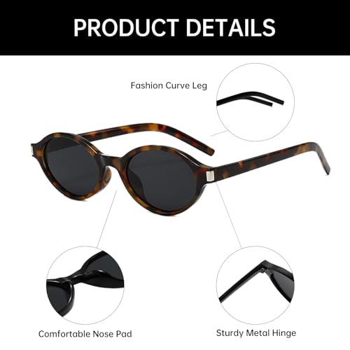 YAMEIZE Retro Oval Sunglasses Women Men Vintage Small Frame Sunglasses 90s Sun Glasses UV4004
