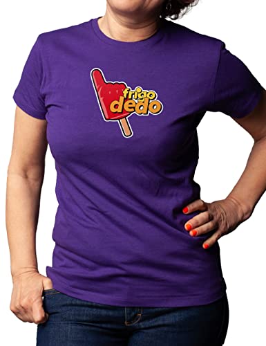 Camisetas EGB Camiseta Chica Helado Frigo Dedo Ochenteras 80´s Retro Comic Tallas Especiales (Morado, M)