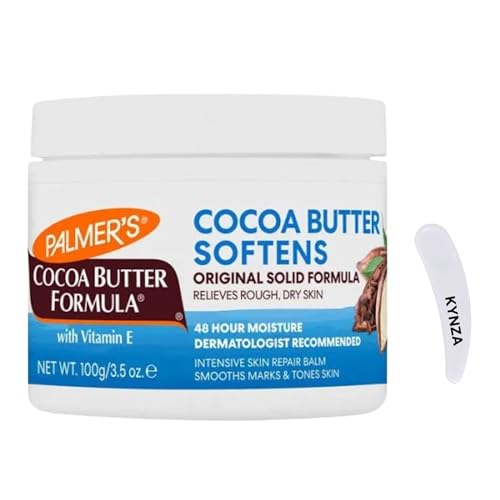 Image of Palmers Cocoa Butter Formula Tub 100g with Vitamin E + KYNZA Hygienic Spatula Applicator | Intensive Moisturising Solid Balm for Dry Skin | 48 Hour Hydration | Skin Repair & Stretch Mark Care