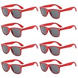 Neon Colors Party Favor Supplies Unisex Sunglasses Pack of 8 (Red)