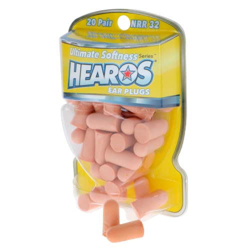 Image of HEAROS Ultimate Softness Series Noise Cancelling Disposable Foam Earplugs NRR 32 Hearing Protection (20 Pair) (Pack of 2)