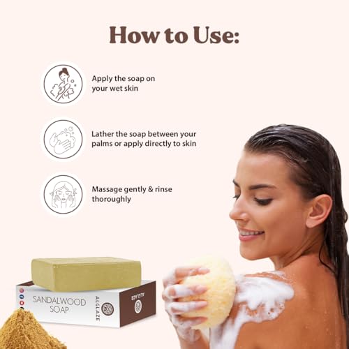 Image of Sandalwood Soap 100 g Pack of 1 | Moisturizing Bath Soap for Glowing Skin & Smooth Texture | With Sandalwood Shea Butter Jojoba Oil | Nourishing Skin Care Soft Smooth Radiant Skin for Men Women