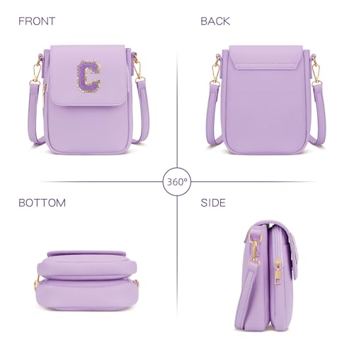 Image of Gift for Girls Small Initial Crossbody Bag for Teens Vegan Leather Cell Phone Kids Purse