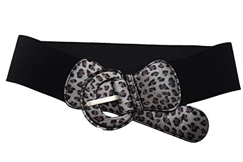 TrendyFashionJewelry Women Belt Hip Elastic High Waist Fit Size XS S M Black Silver Animal Print Leopard