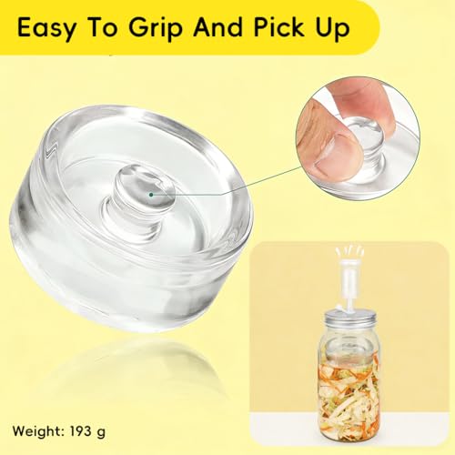 Image of Supvox 32oz Fermentation Jar Kit Air Tight Glass Jar with Stainless Steel Lid and Clear Glass Weights, One-way Exhaust Valve Design, Wide Mouth Glass Container for Pickling, Sauerkraut, Kimchi & Food